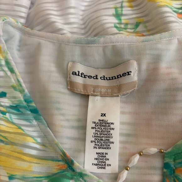 Alfred Dunner Blouse Women's 2X V-Neck Floral Short Sleeve Casual Top Sheer - Picture 7 of 8
